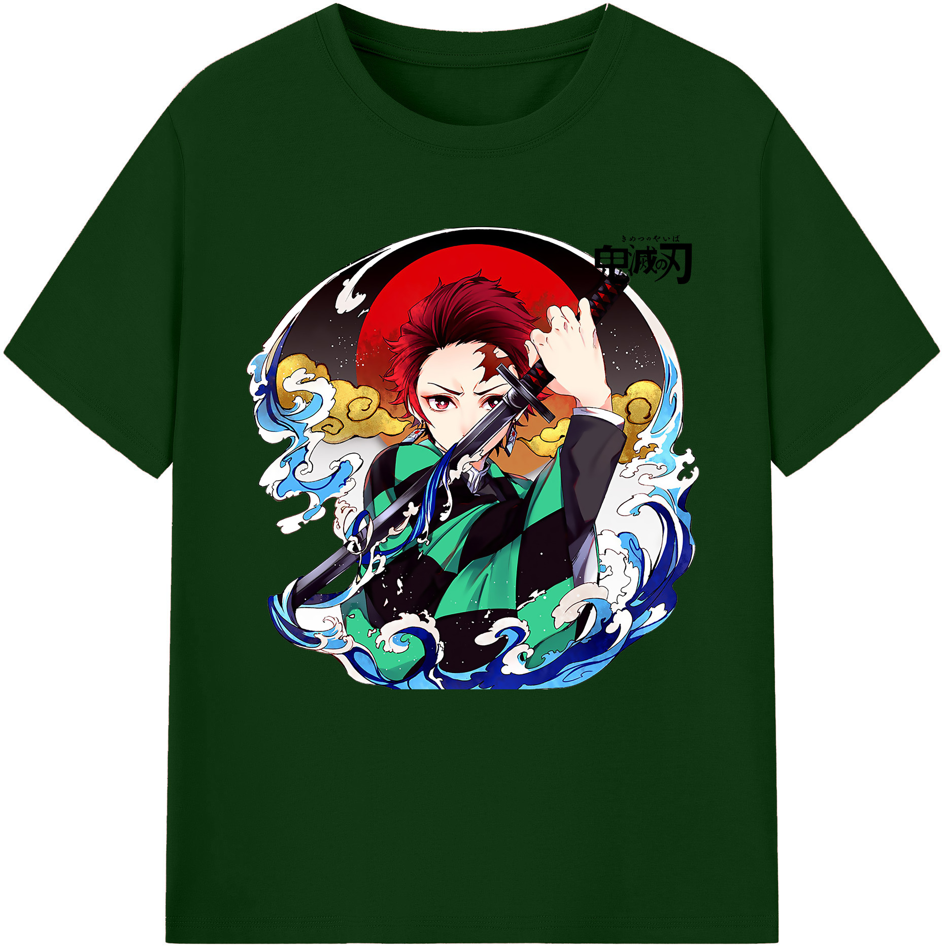 （画像用） 鬼滅の刃 竈門 炭治郎／かまど たんじろう Kamado Tanjirou 綿100％半袖Tシャツ（フロントプリント）